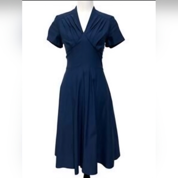 Miss Lulo Dresses & Skirts - Miss Lulo Cotton Blend Midi Dress Sz Large Navy Blue 18-20" PTP, 40" Length
